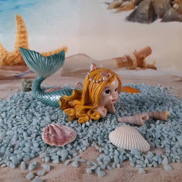 Fairy garden mermaid "Aerwyna"/ mermaid collectibles/ Beach collectibles/ Fairy garden accessories/ The Elf's Cottage