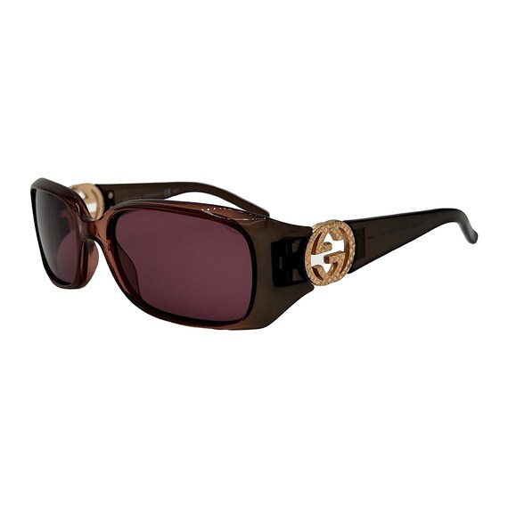 Gucci Sunglasses Wraparound Logo Gold GG Brown Plum  display picture 1