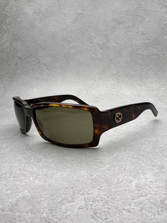 Gucci GG Sunglasses Rectangle Tortoiseshell Gold … - image 3