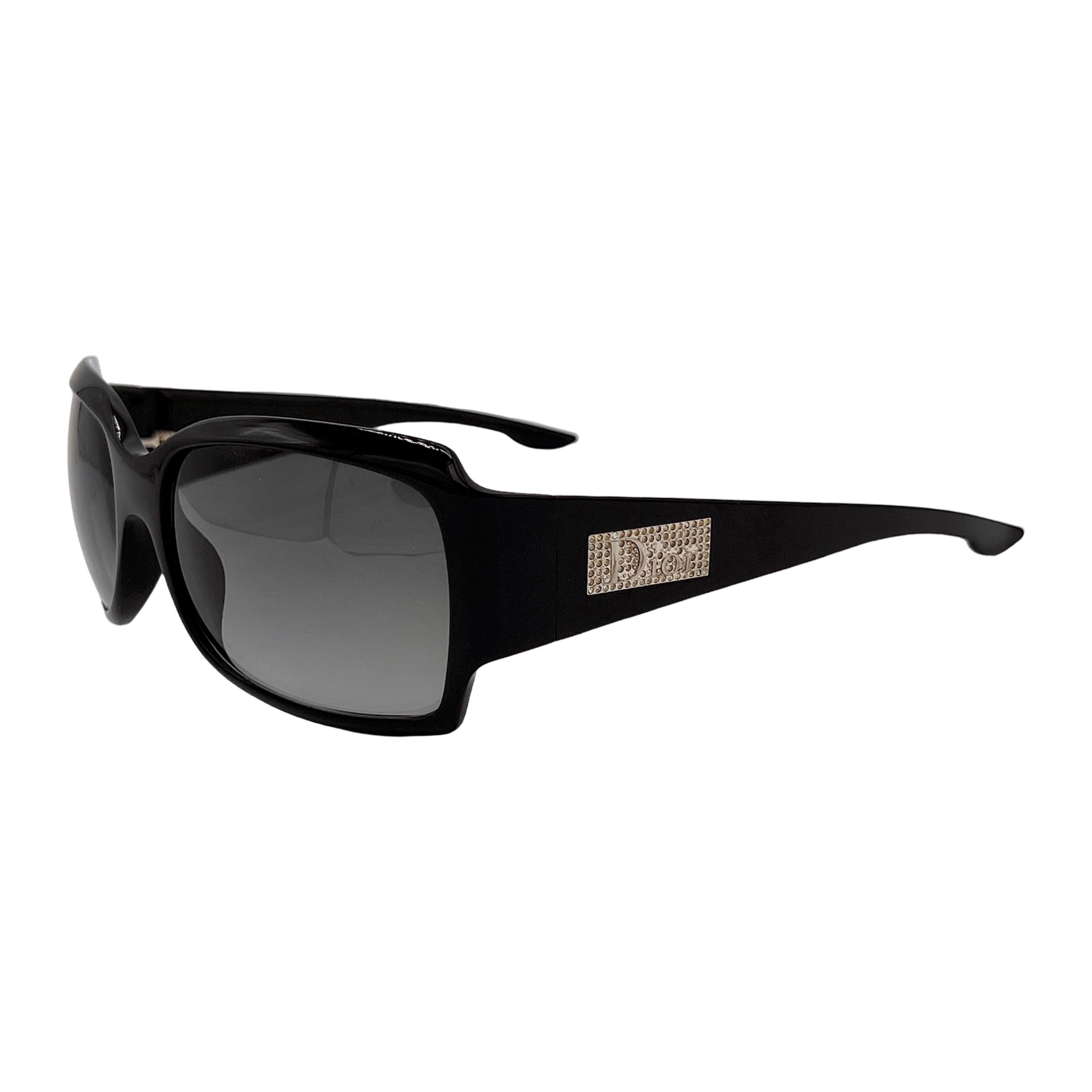 小物 Christian Dior Vintage Logo sunglasses Christian Dior Sunglasses Logo Black Square Wraparound