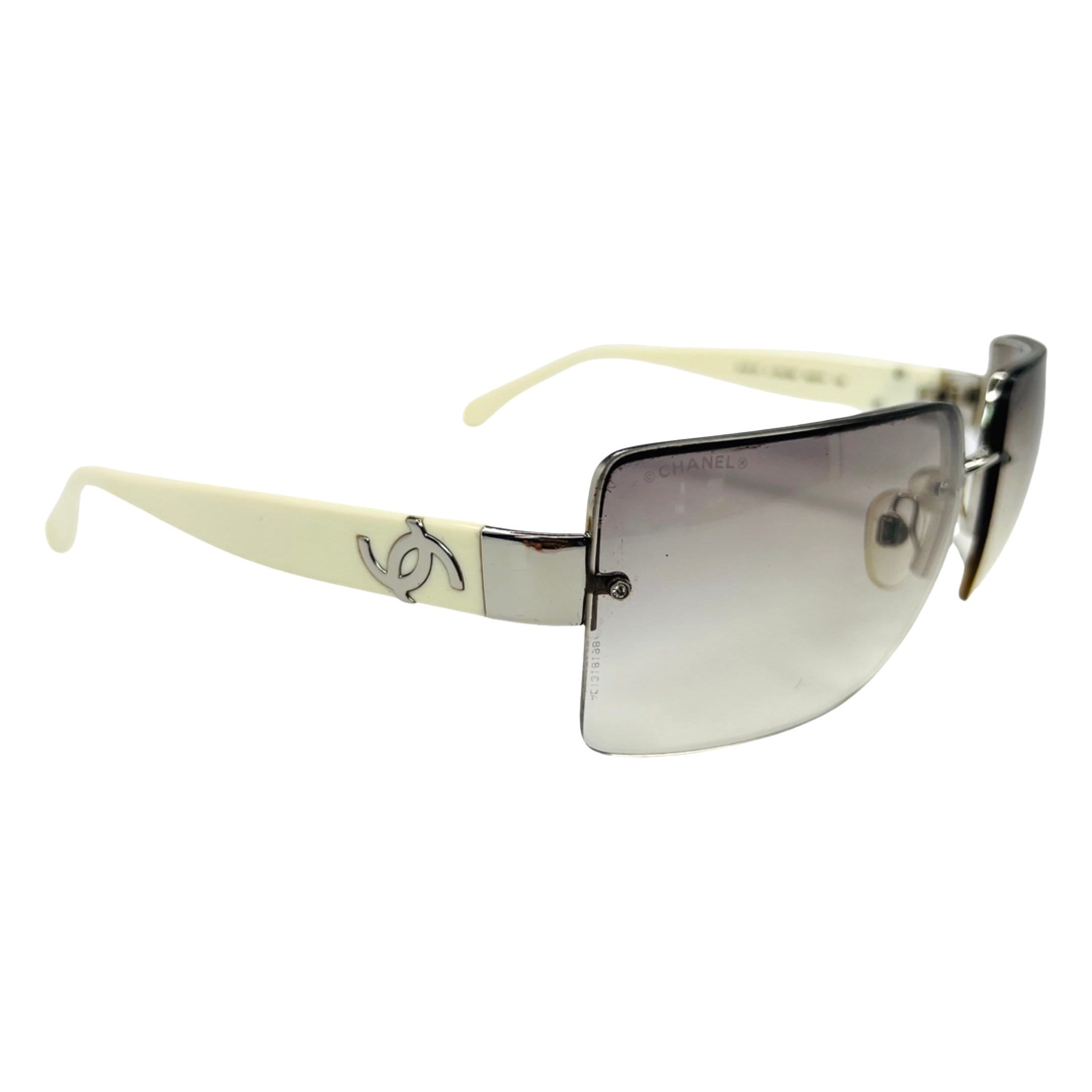 Chanel Sunglasses Rimless Logo Clear Tinted Rectangle White -  Israel