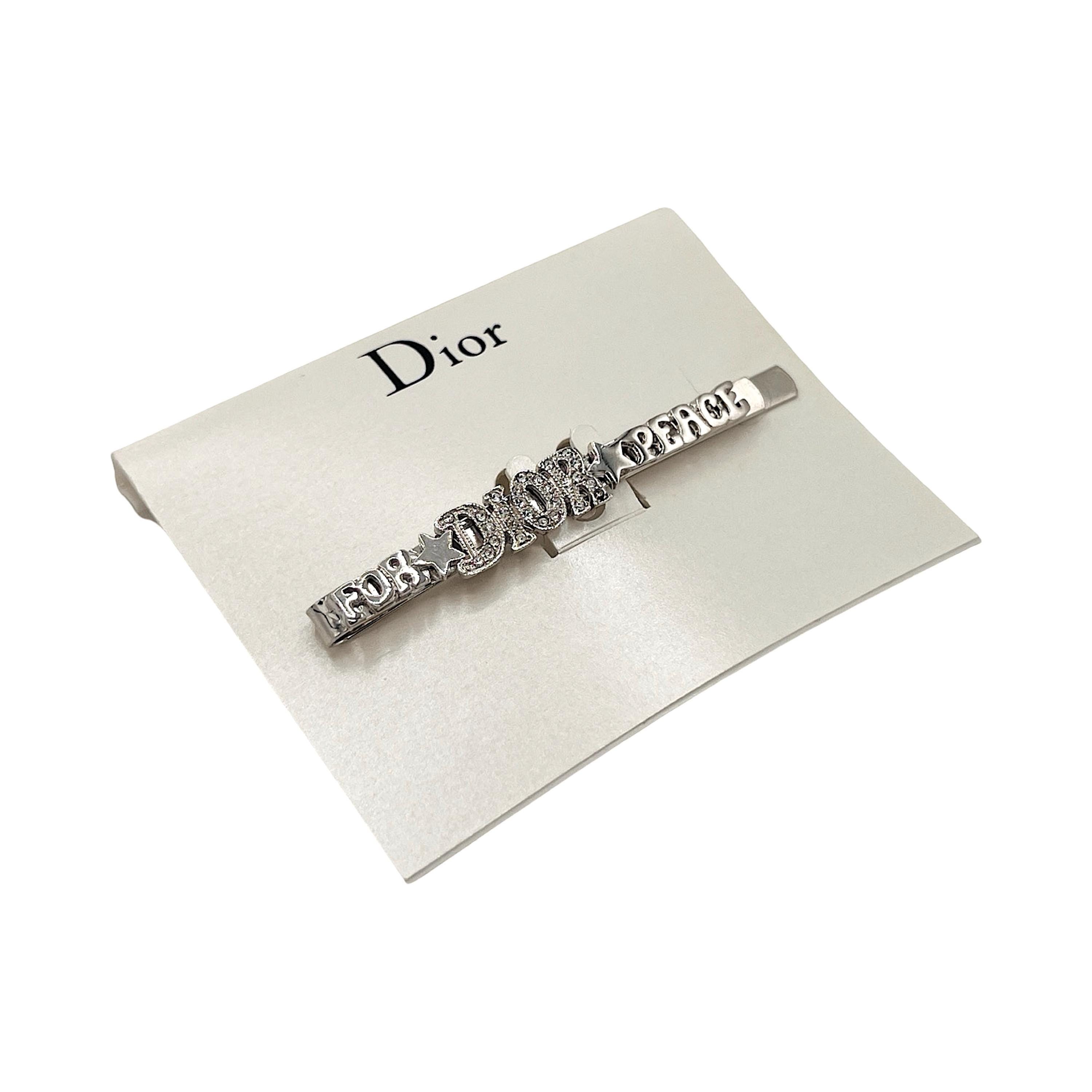 ヴィンテージ★ Christian Dior メタル クリスタル ヘアクリップ CHRISTIAN DIOR Metal Pearl Crystal Tribales CD Clip On