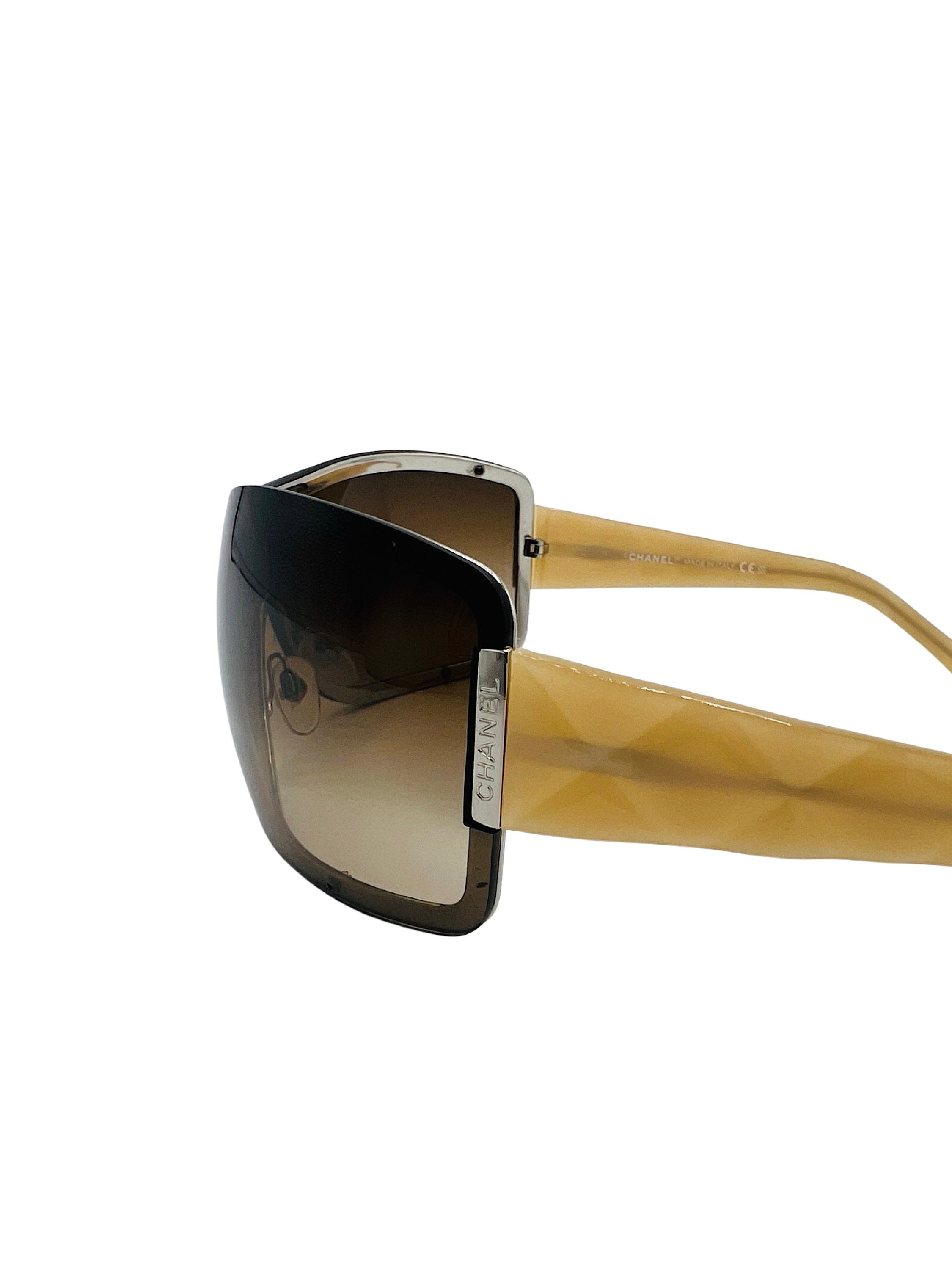 Buy Chanel Sunglasses Oversized Shield Rimless Brown Vintage Online in  India 