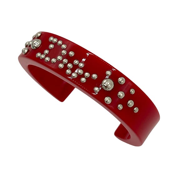 ヴィンテージ ディオール ルーサイト バングルブレスレット：レッド