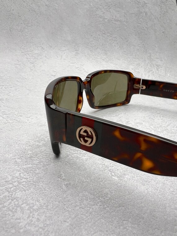 Gucci GG Sunglasses Rectangle Tortoiseshell Gold … - image 5