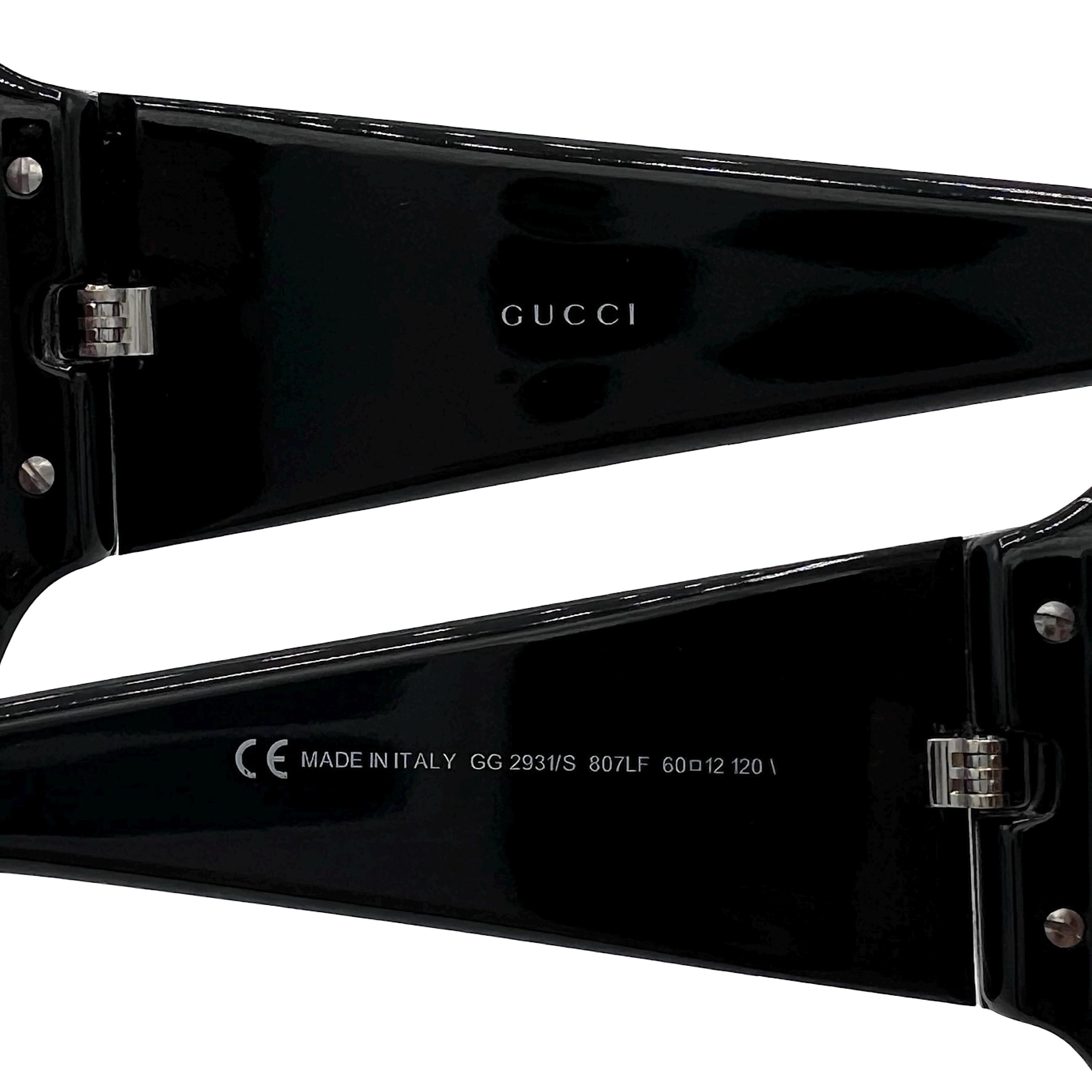 Vintage Gucci Web Black Butterfly Acetate Sheild Sunglasses W/ Case GG2901 Y2K That early-2000s energy ? Vintage Gucci shield sunglasses  main image 3