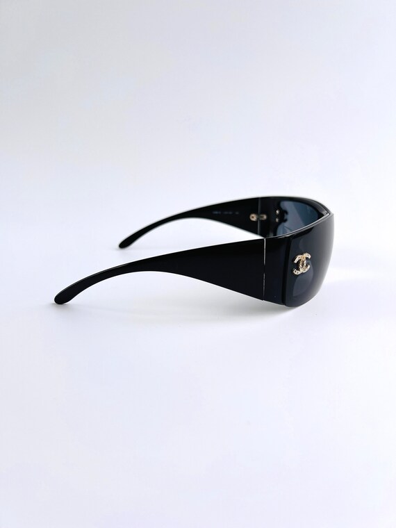 Chanel Sunglasses CC Shield Black Rimless Wrap Lo… - image 6