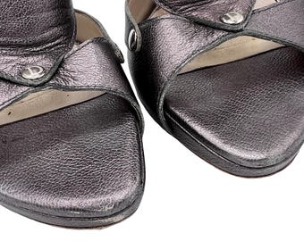 靴 Vintage Dior Leather sandals 38 Dior sandals T.EU 38 Patent leather Black ref.1613696 - Joli