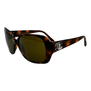 Lunettes de soleil Chanel logo carré marron écaille de tortue surdimensionné Wrap monogramme CC teinté vintage 5101 authentique Y2K des années 2000