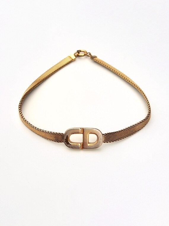 Christian Dior Bracelet or CD logo monogramme chaine en metal tresse vintage authentique Etsy France