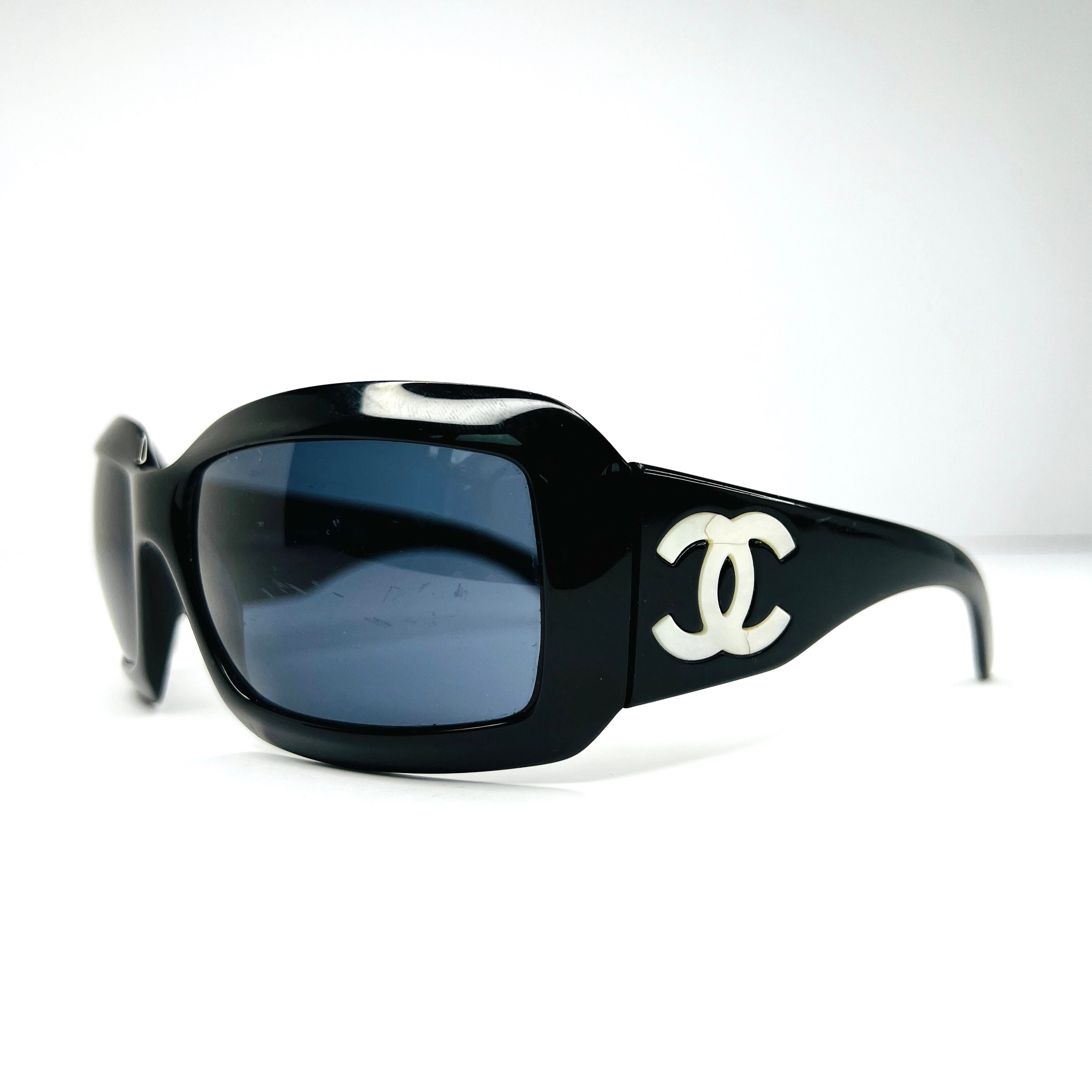 Vintage Chanel Neon Green Frame Sunglasses Logo Glasses