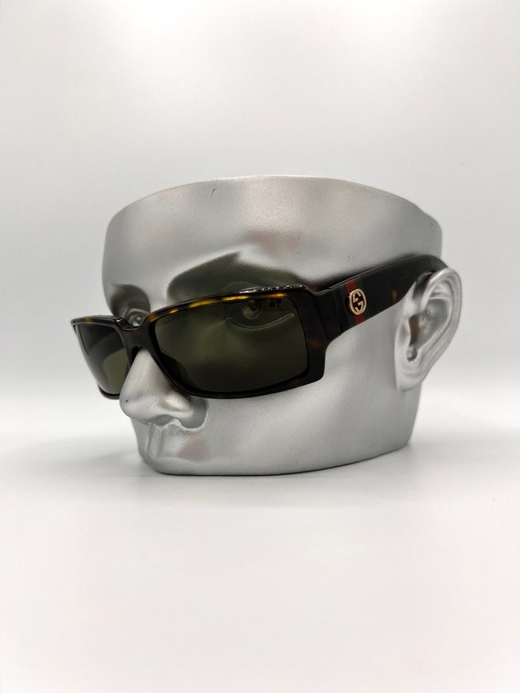 Gucci GG Sunglasses Rectangle Tortoiseshell Gold … - image 9