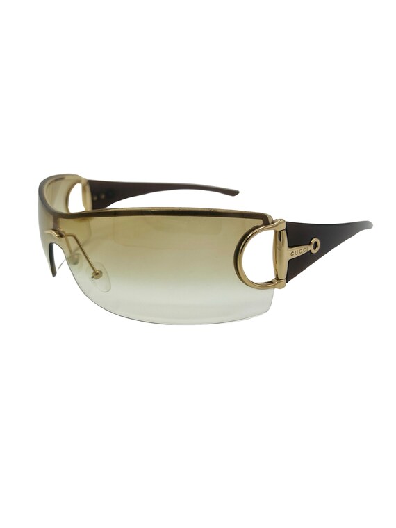 Brown Rimless Square Visor Sunglasses