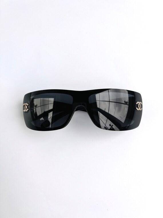 Chanel Sunglasses CC Shield Black Rimless Wrap Lo… - image 8
