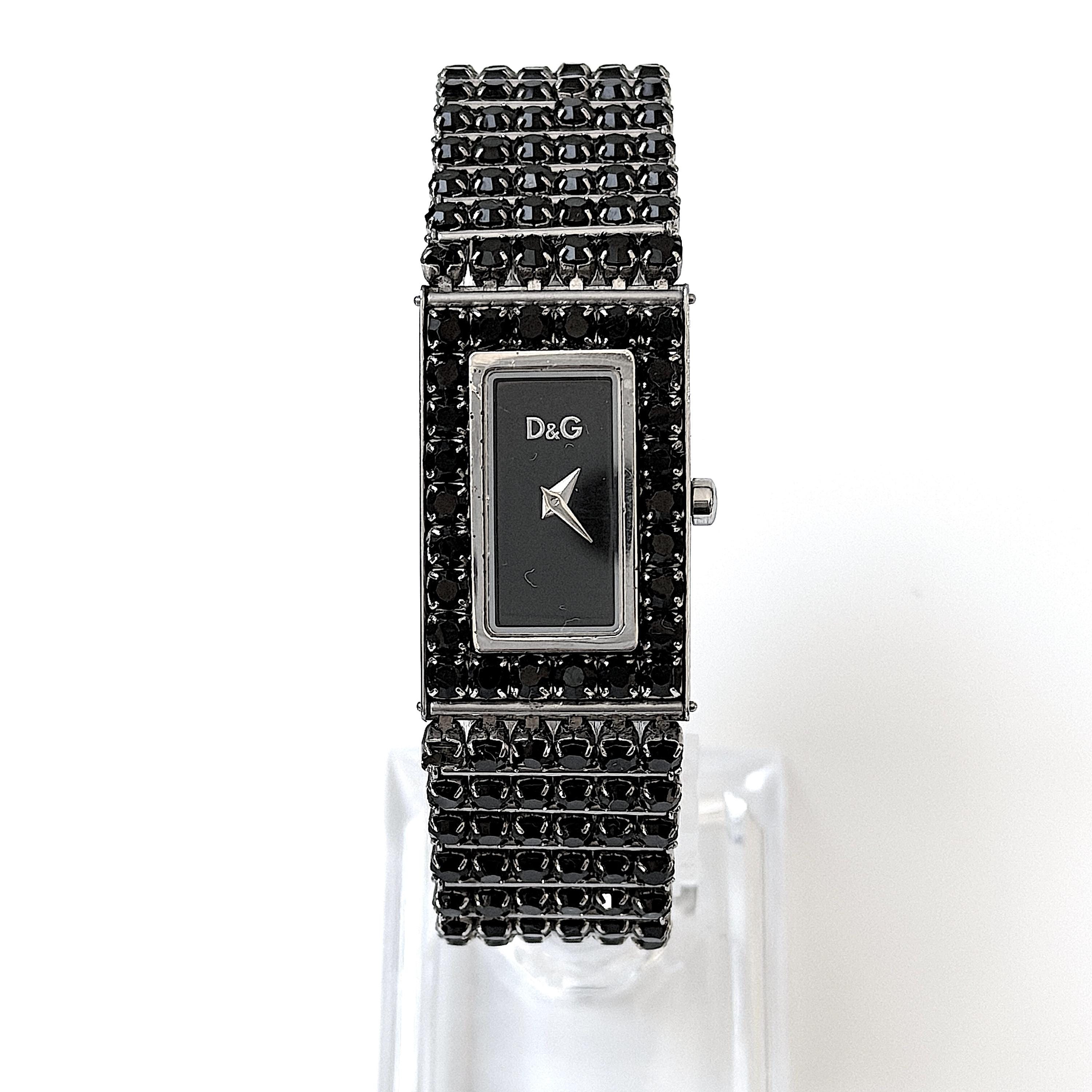 Dolce & Gabbana Watch Bracelet Jaclyn Black Crystal Silver DG