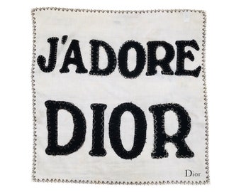 Christian Dior Headscarf Scarf J'adore Dior Neckerchief Bandana Square Monogram Logo Authentic Vintage Black White