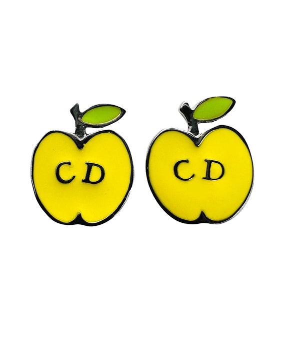 Christian Dior Earrings Apple Logo Clip on Screw … - image 1