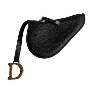 Christian Dior Geldbörse Sattel Navy Leder Gold D Logo Schnalle Vintage Y2K authentische Münze