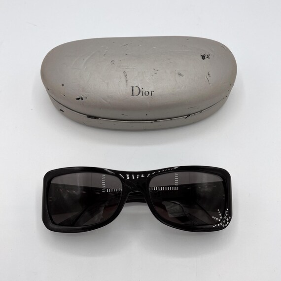 Christian Dior Sunglasses Black Rectangle Diamant… - image 2