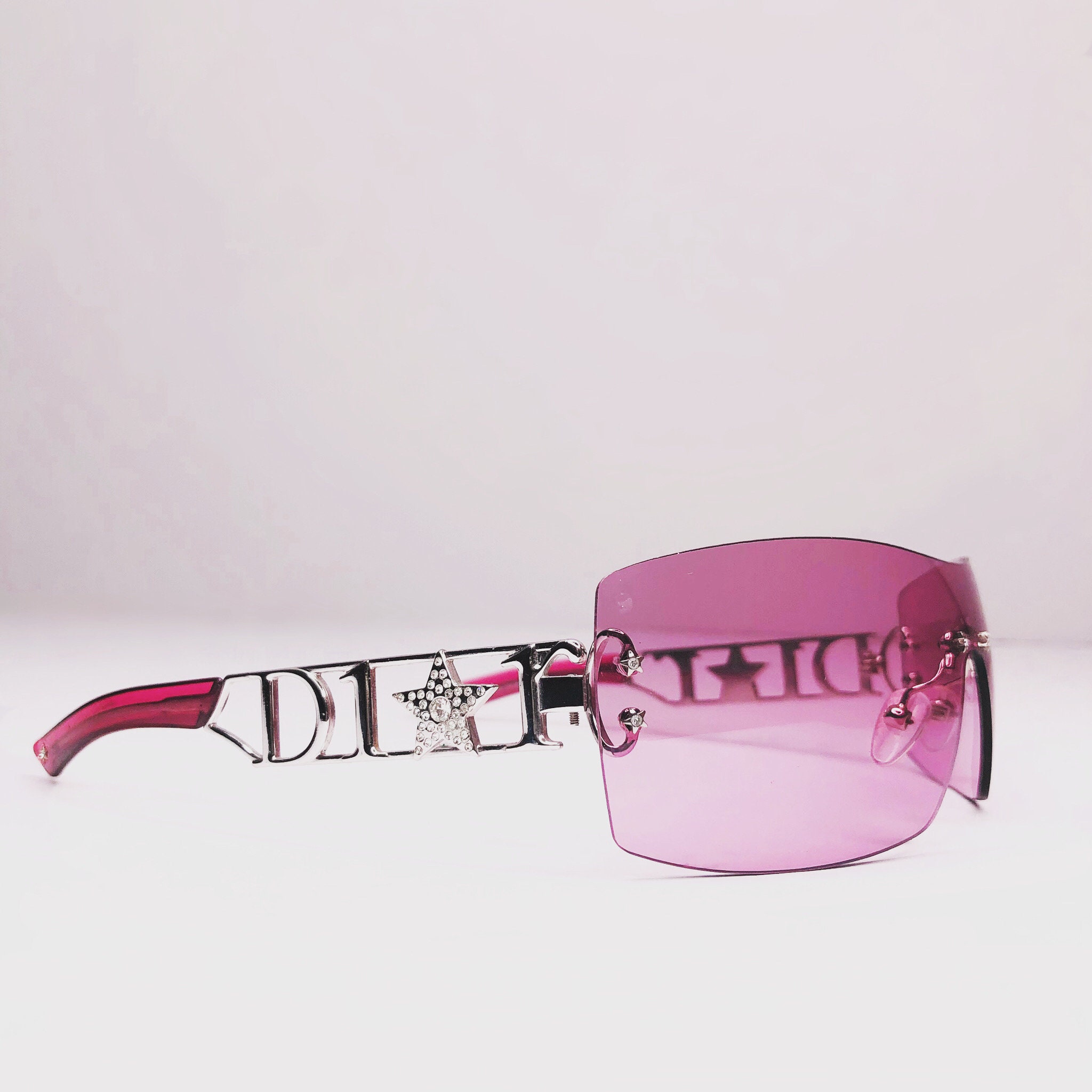 Christian Dior Sunglasses Authentic Rimless DIORLYWOOD Pink Silver  