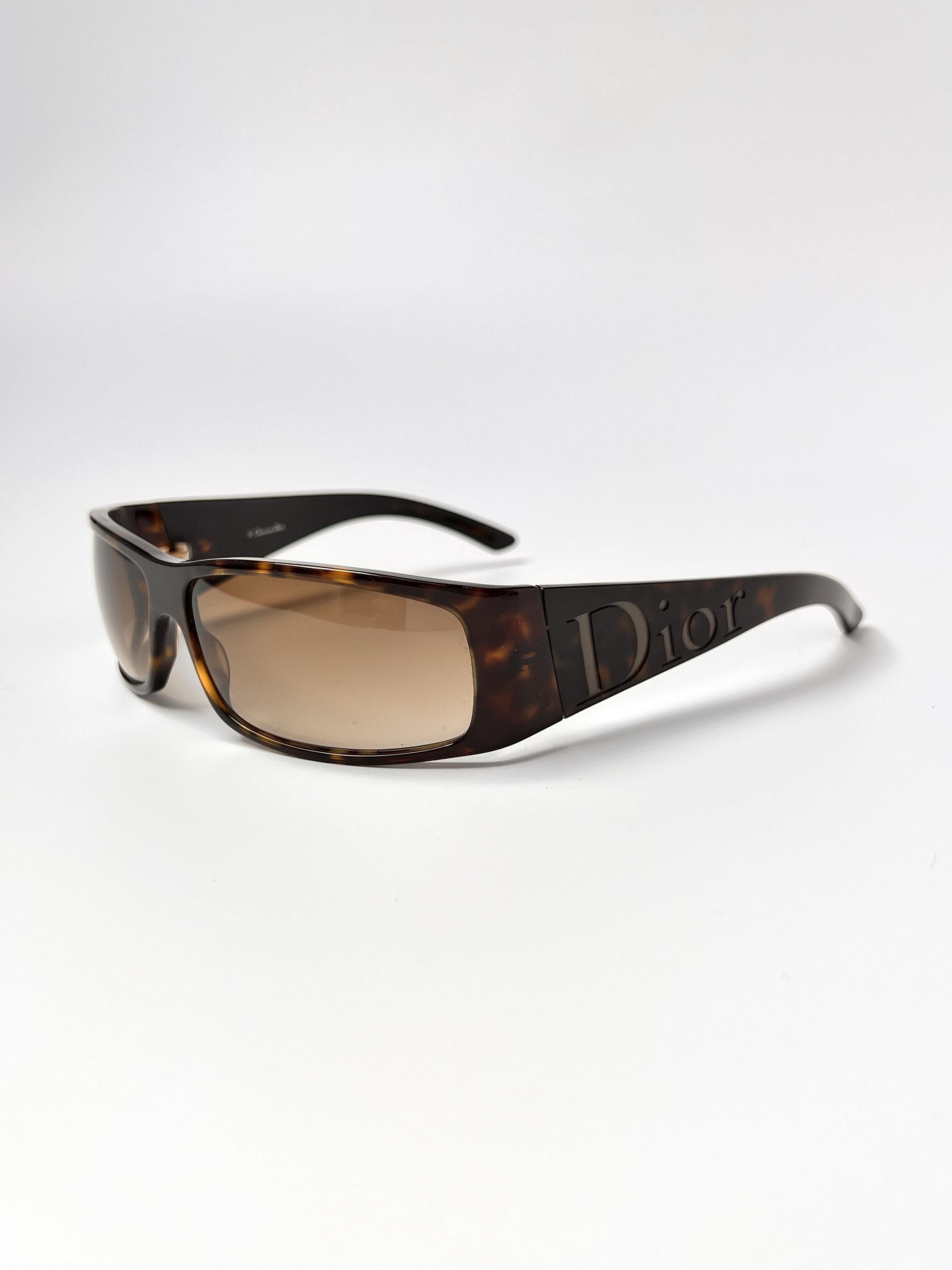 Christian Dior Sunglasses Shield Brown Logo Wrap Monogram
