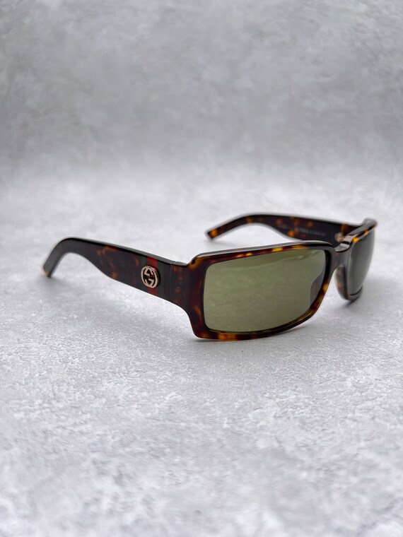 Gucci GG Sunglasses Rectangle Tortoiseshell Gold … - image 1