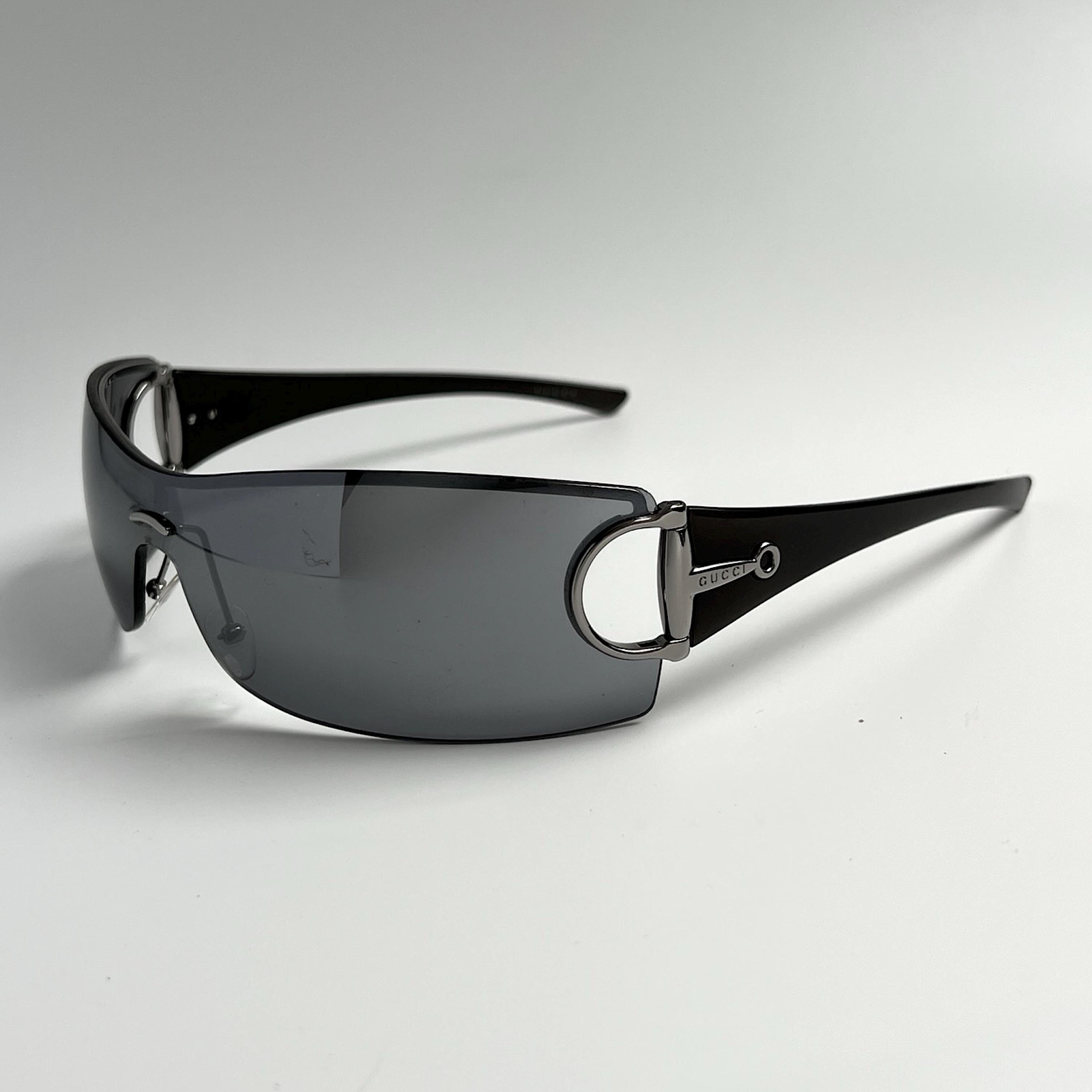 GG 2712/S Gucci Rimless Visor Wrap Around Mirrored Sunglasses Amazon.com: Gucci Rectangular Narrow Rimless Sunglasses  main image 4