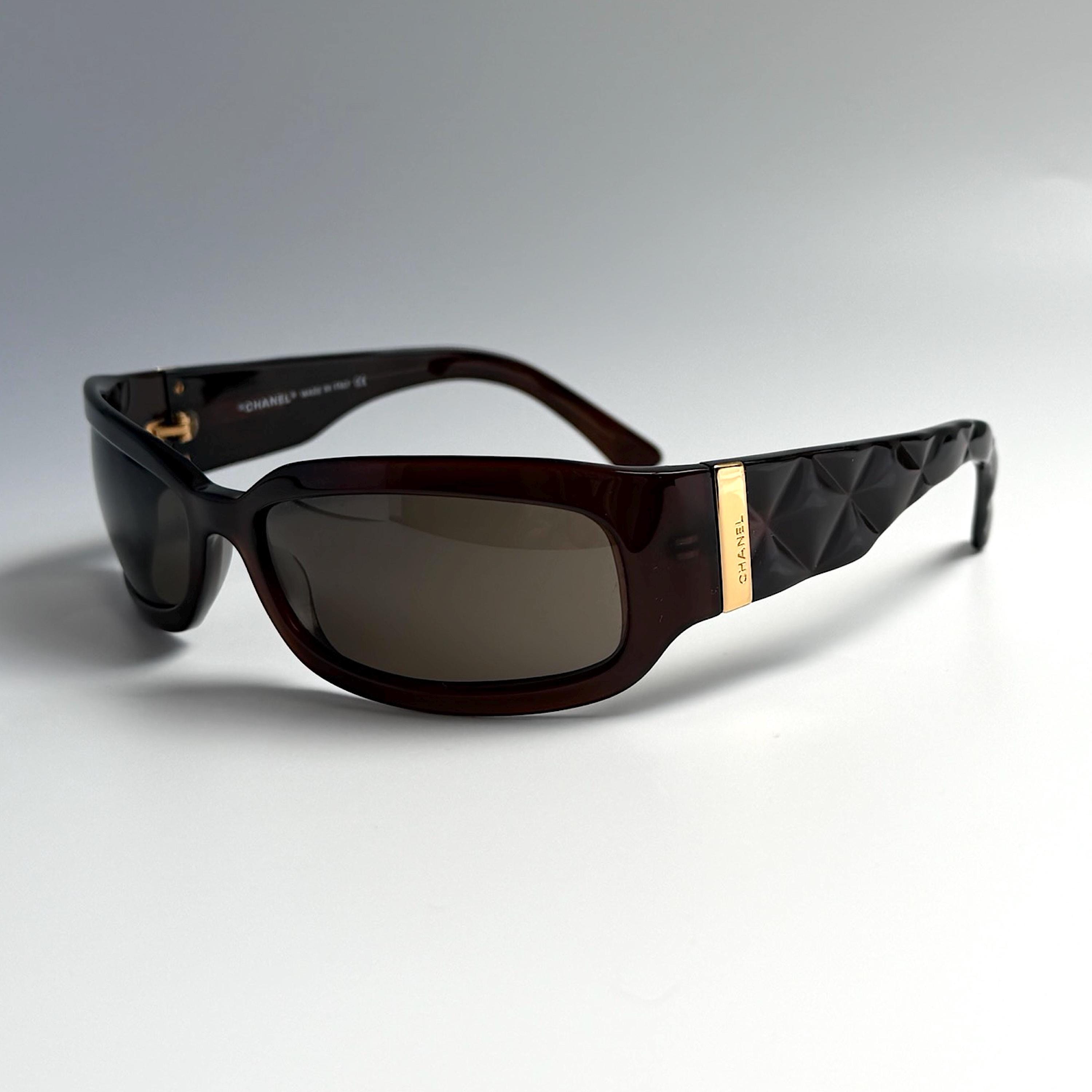 CHANEL Black-to-Brown Gradient Lens Women\'s Sunglasses with Quilted Case CHANEL Sunglasses: Rectangle Sunglasses, acetate — Fashion  main image 3