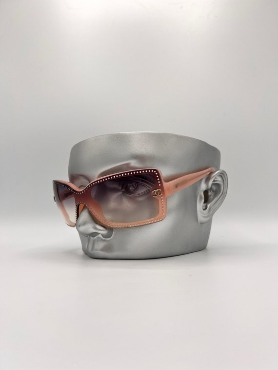 Chanel Sunglasses Shield Authentic Pink Crystal D… - image 4