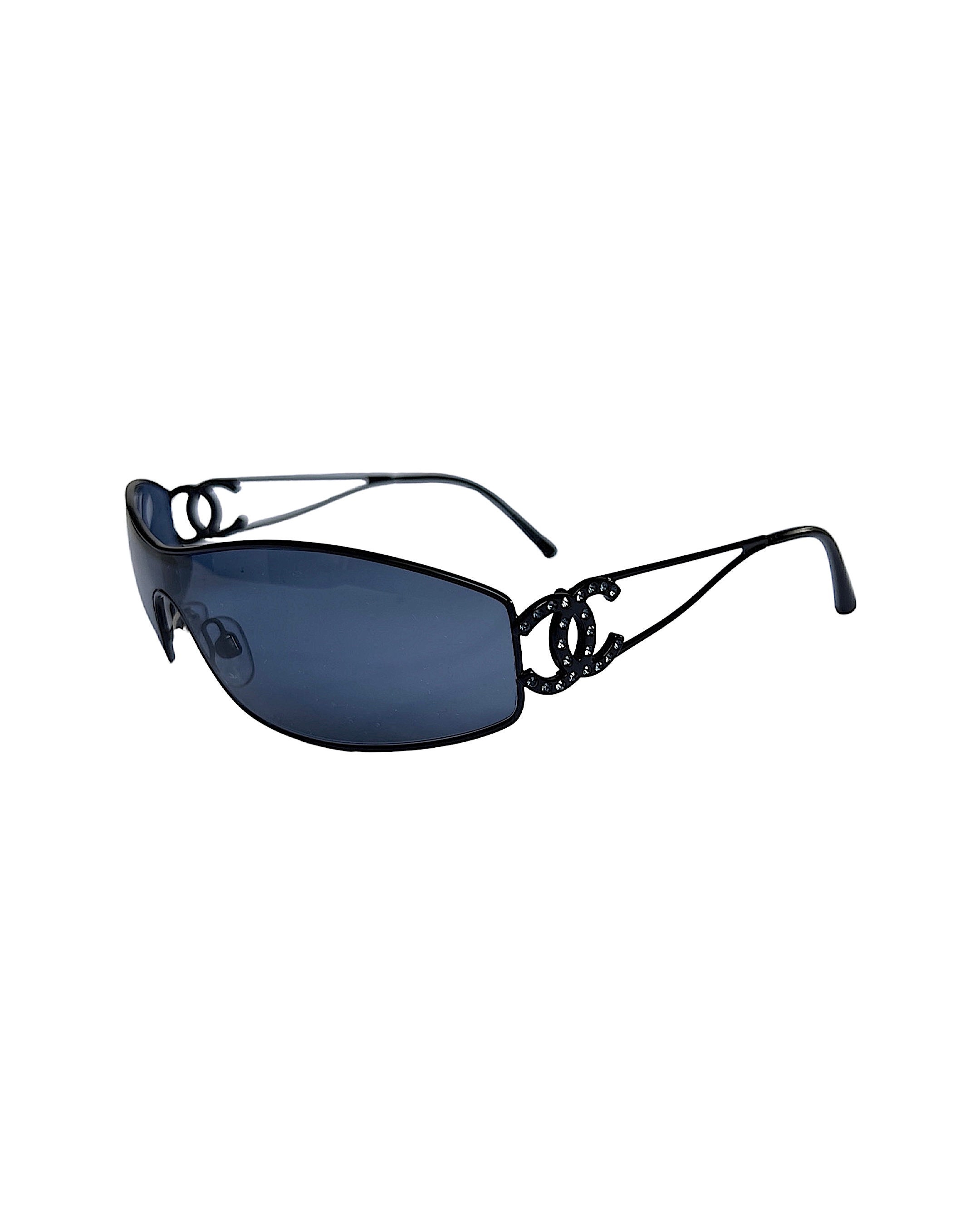 Chanel 2000s Swarowski CC Logo Sunglasses - Ākaibu Store