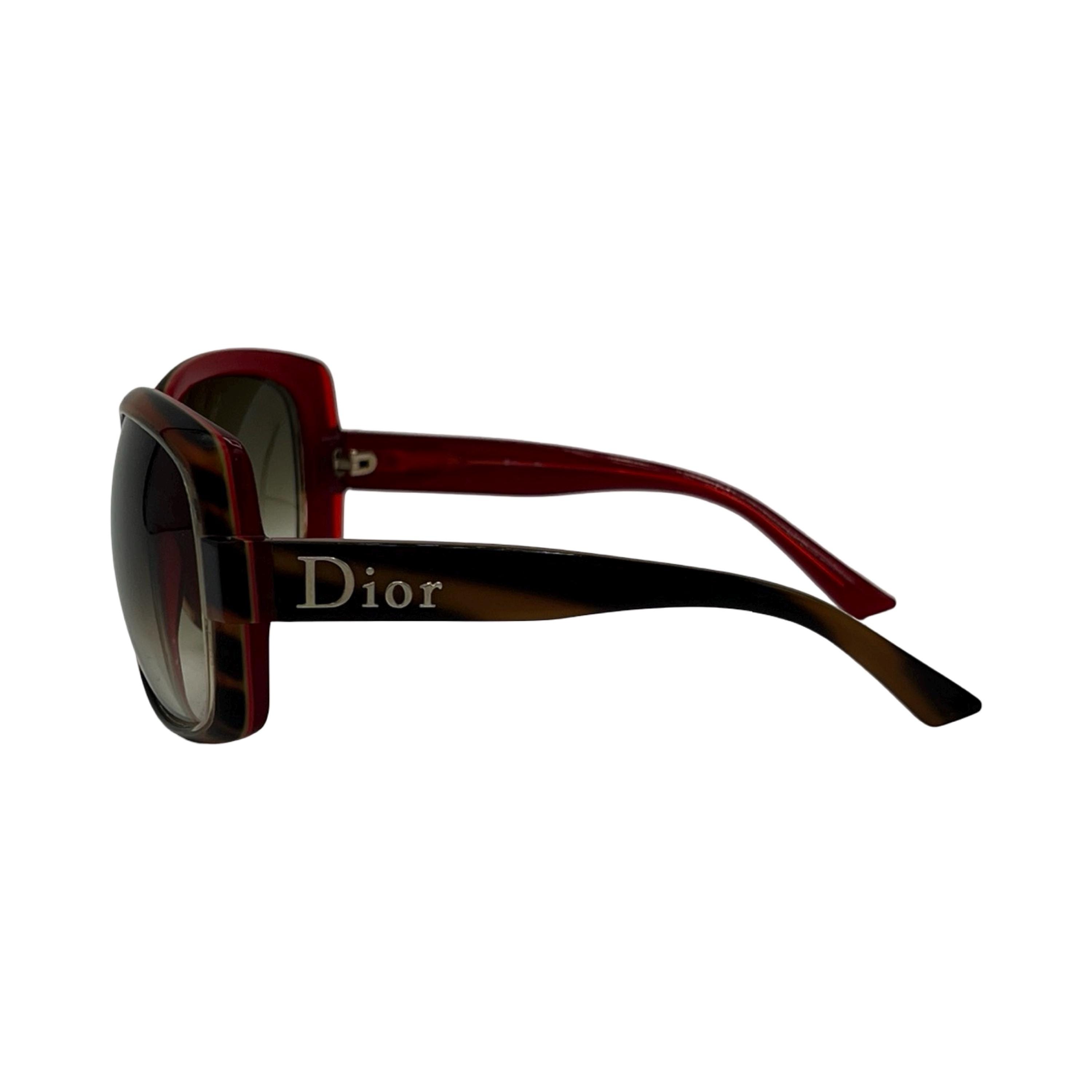 Vintage Dior Burgundy Y2K Square Sunglasses Dior Sunglasses Logo Oversized Square Brown Red Tinted  main image 2