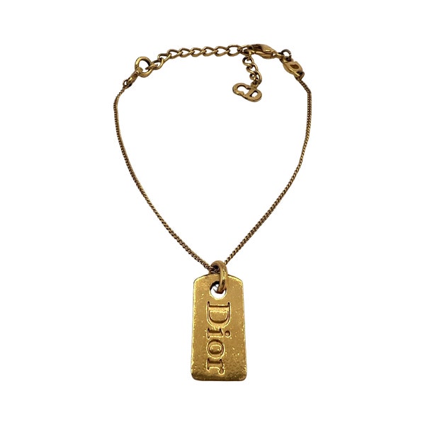 Christian Dior Bracelet Gold Authentic Tag Logo Monogram Vintage Y2K