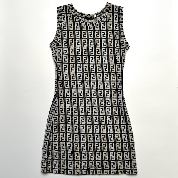 Fendi Zucca Dress Logo Monogram Small Towelling Vintage Zucchino