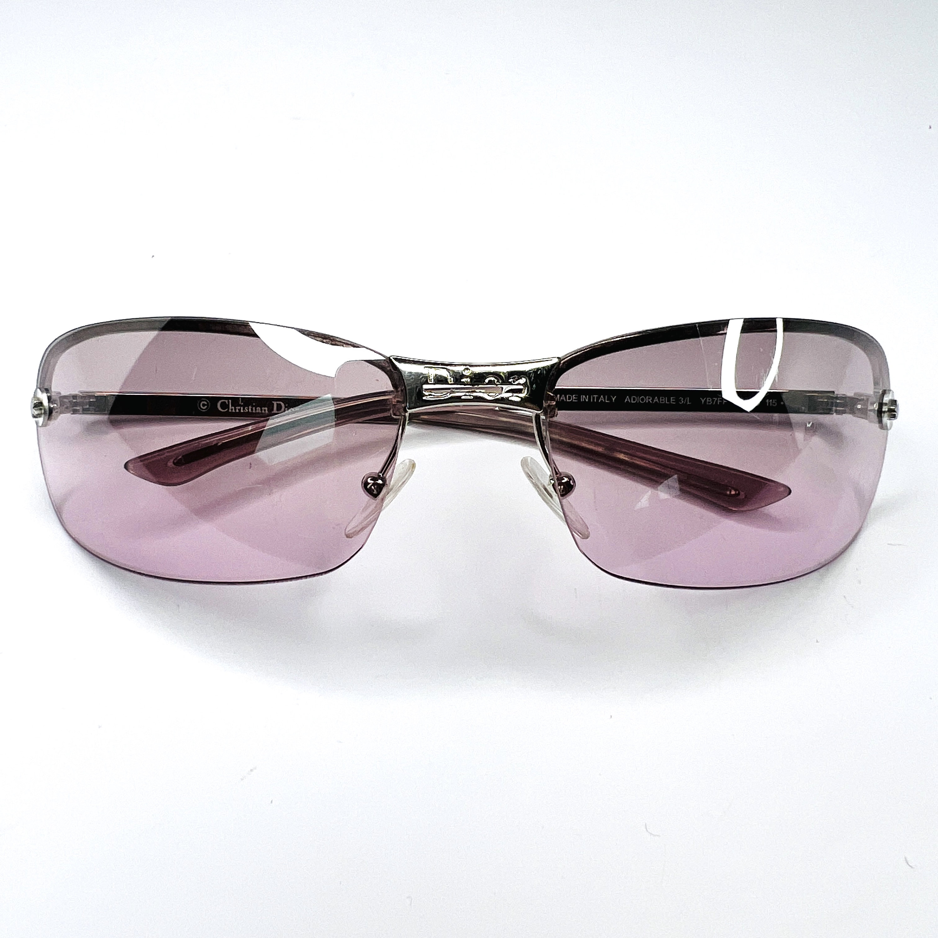 Dior Sunglasses Pink Logo Rimless Shield Adiorable 1 Silver