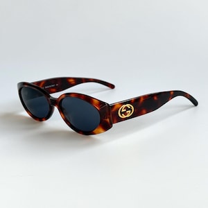 gucci sunglasses べっ甲 G logo round y2k Gucci Y2k Sunglasses - Etsy