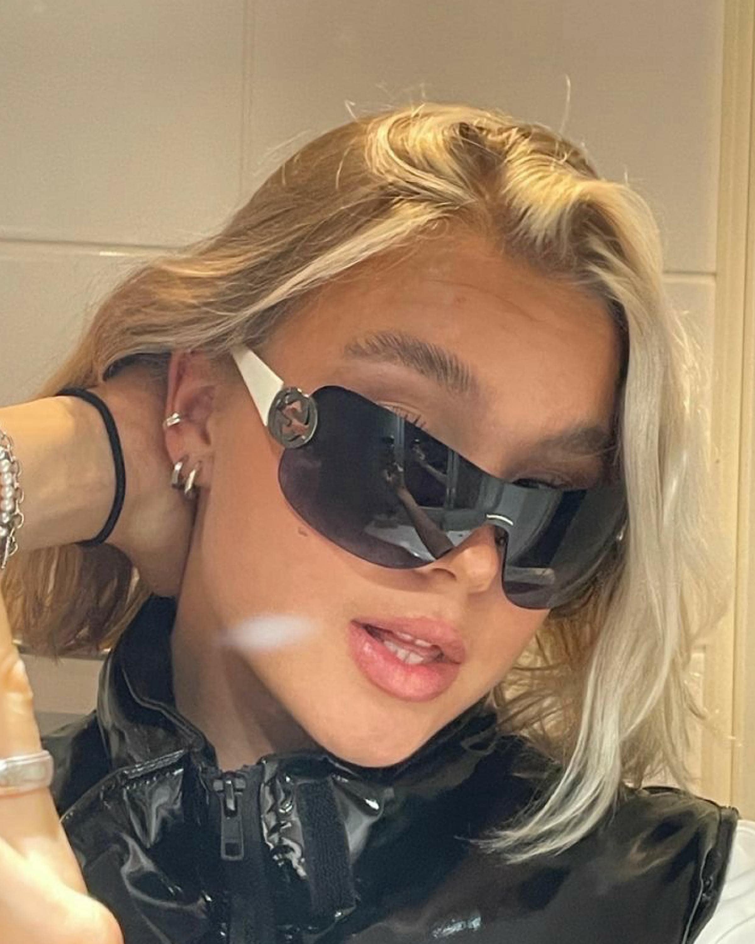 Gucci Oversized Rimless Sunglasses Shield Wraparound White Dark