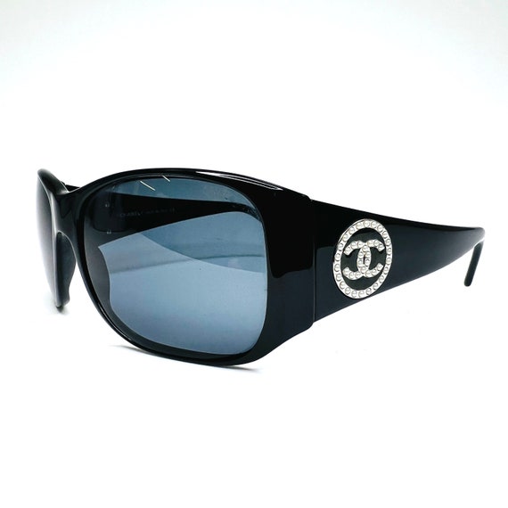 Chanel Sunglasses Black Pearl Monogram Square Chunky Logo Etsy