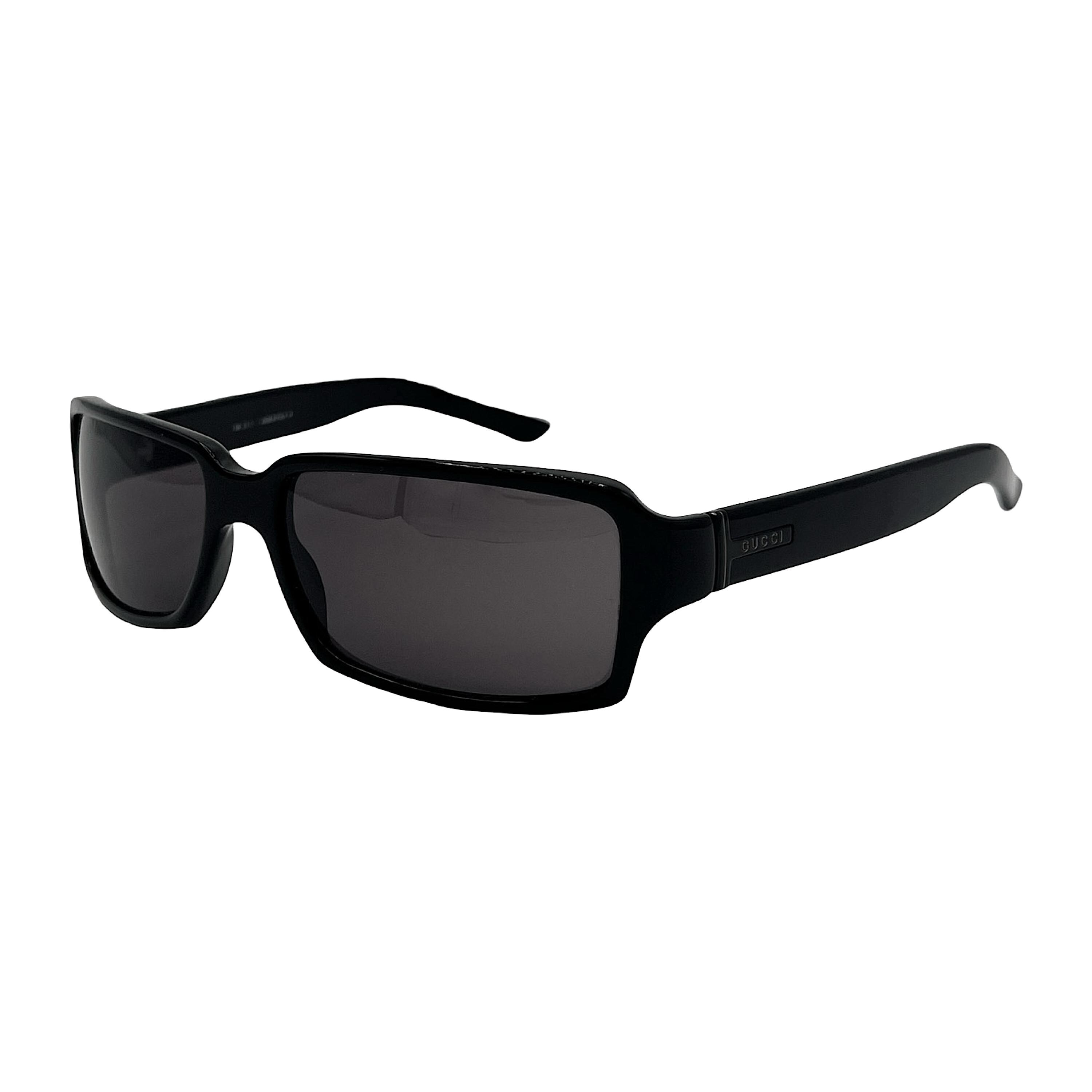 Gucci Sunglasses Logo Black Rectangle Wraparound GG 1451 Vintage 