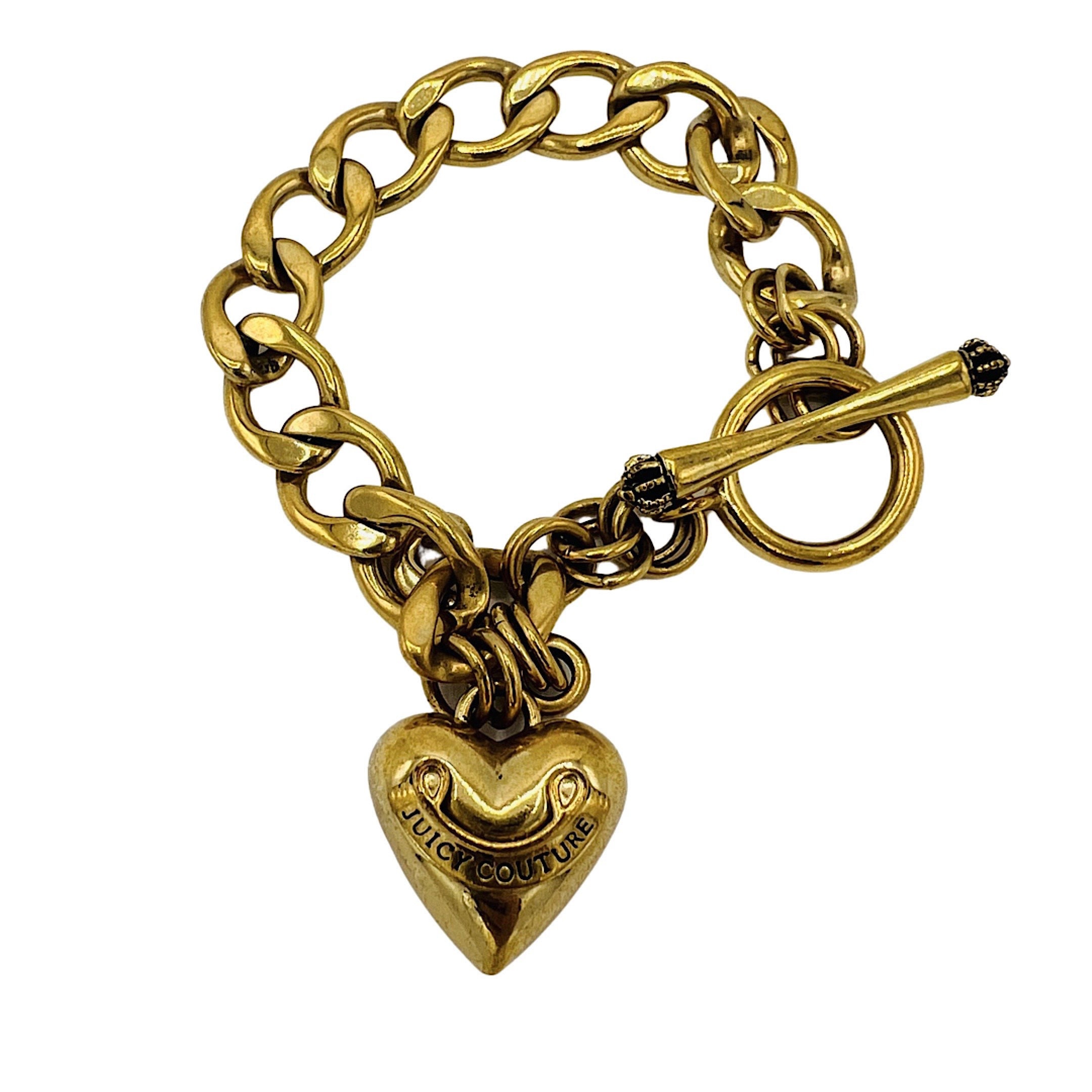 Juicy Couture Bracelet Gold Charm Chunky Gourmet Chain J Heart
