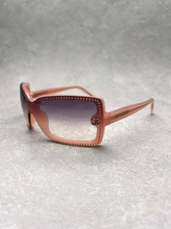 Chanel Sunglasses Shield Authentic Pink Crystal D… - image 1