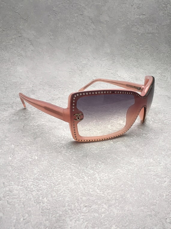 Chanel Sunglasses Shield Authentic Pink Crystal D… - image 5