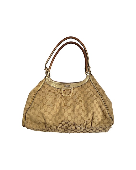 Gucci Shoulder Bag Hobo Monogram D Ring GG Beige B