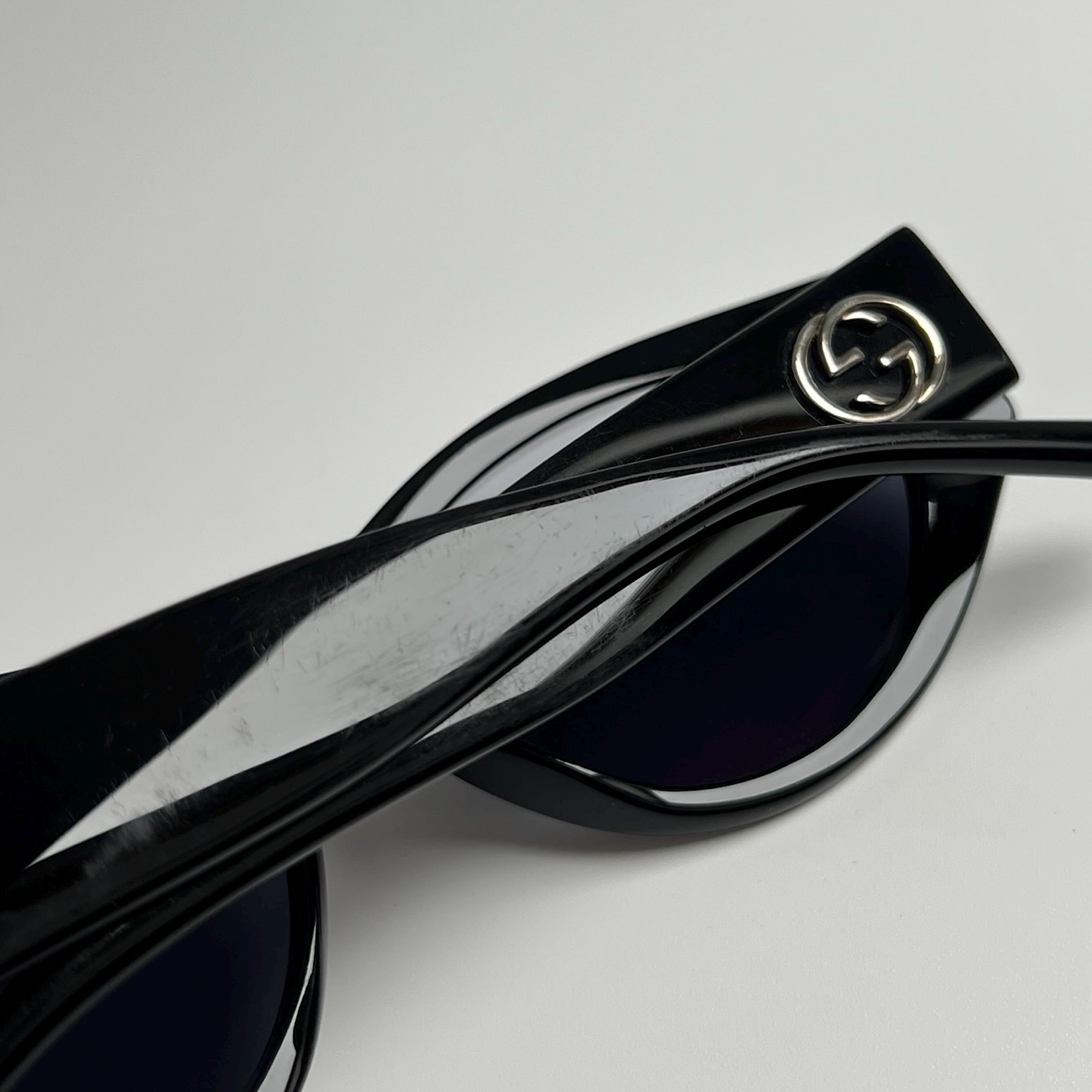 Authentic Gucci Black Oversized Sunglasses with Silver Logo Medallions Gucci Emblem 52mm Acetate & Metal Oval Sunglasses - Bergdorf  main image 3