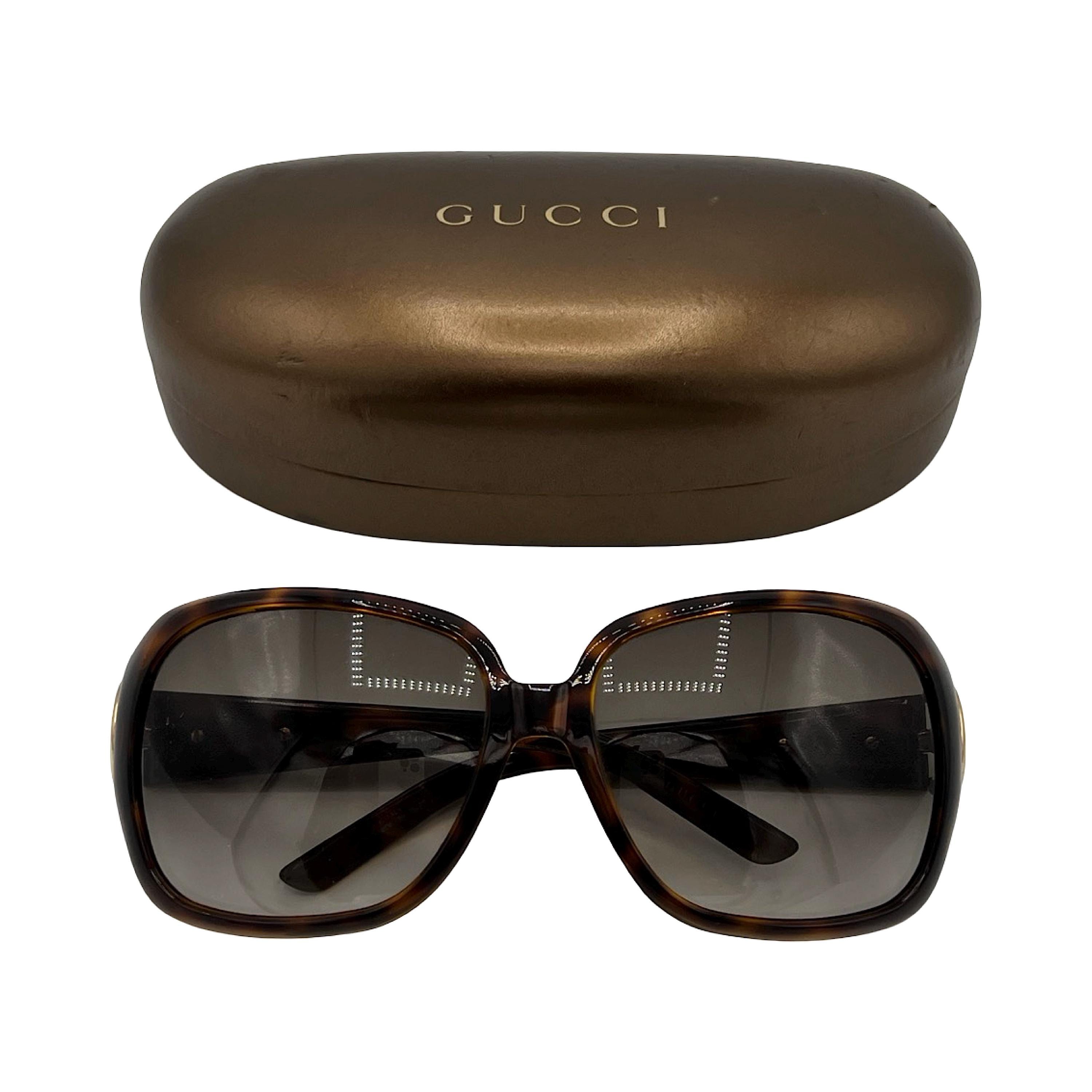 Gucci Sunglasses Oversized Square Brown Tortoiseshell Gold