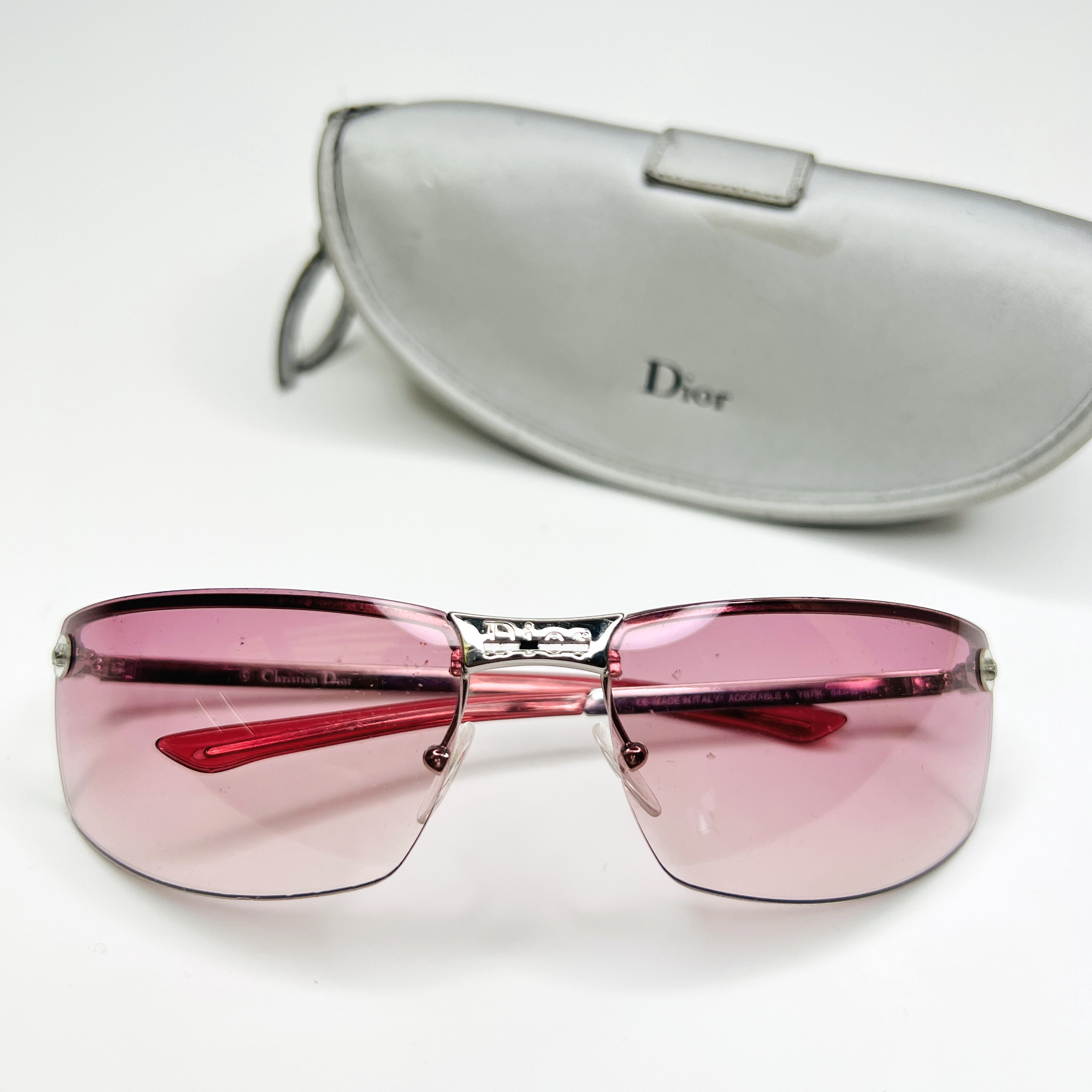 Christian Dior Sunglasses Pink Rimless ADIORABLE 4 Tinted Rectangle Shield Silver Monogram Logo Star Vintage Authentic Y2k 90s Genuine Etsy UK