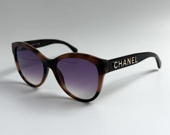 Vintage Y2K Chanel Black Rectangle Sunglasses Classic CC Logo