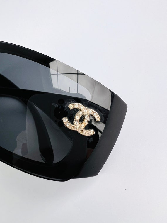 Chanel Sunglasses CC Shield Black Rimless Wrap Lo… - image 10