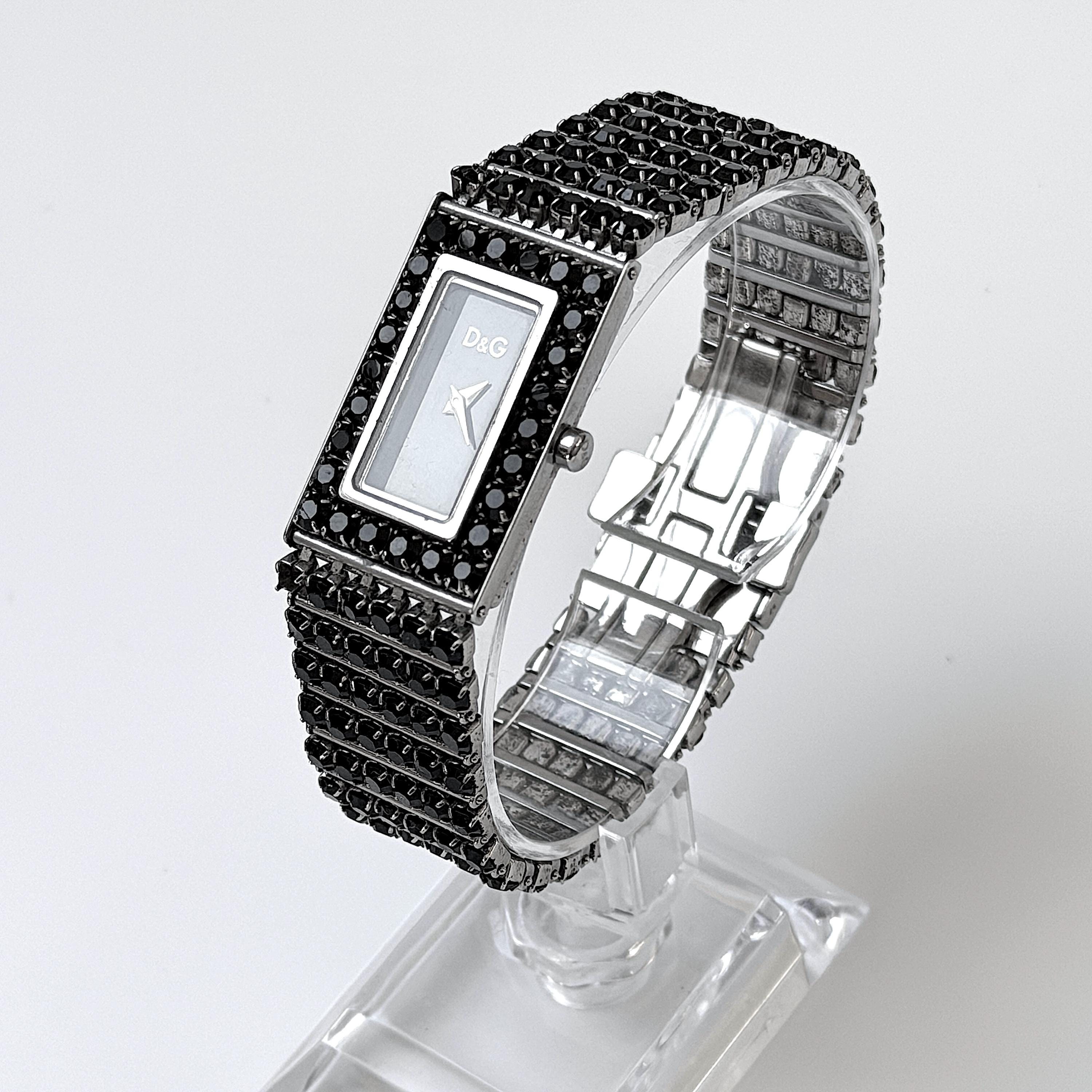 Dolce & Gabbana Watch Bracelet Jaclyn Black Crystal Silver 