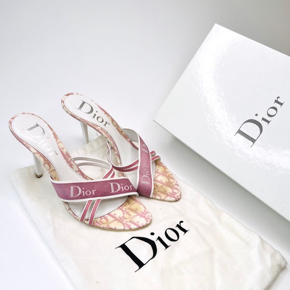Buy Christian Dior Heels Monogram 38 / 5 Galliano Pink White Logo