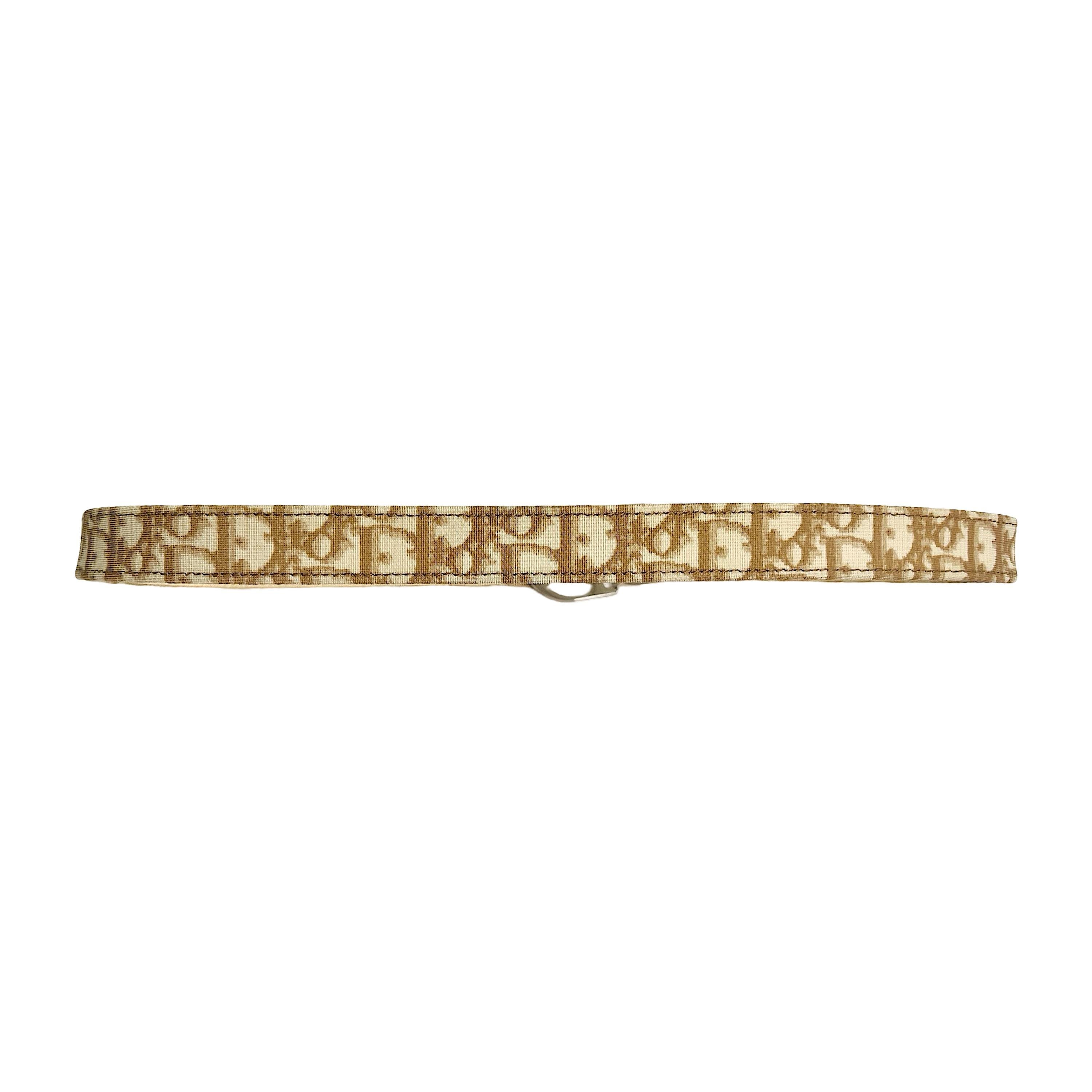 Christian Dior Belt Logo Monogram Beige Cream Leather Canvas